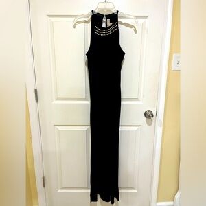 Michael Kors Beaded Fringe Jersey Maxi Dress
